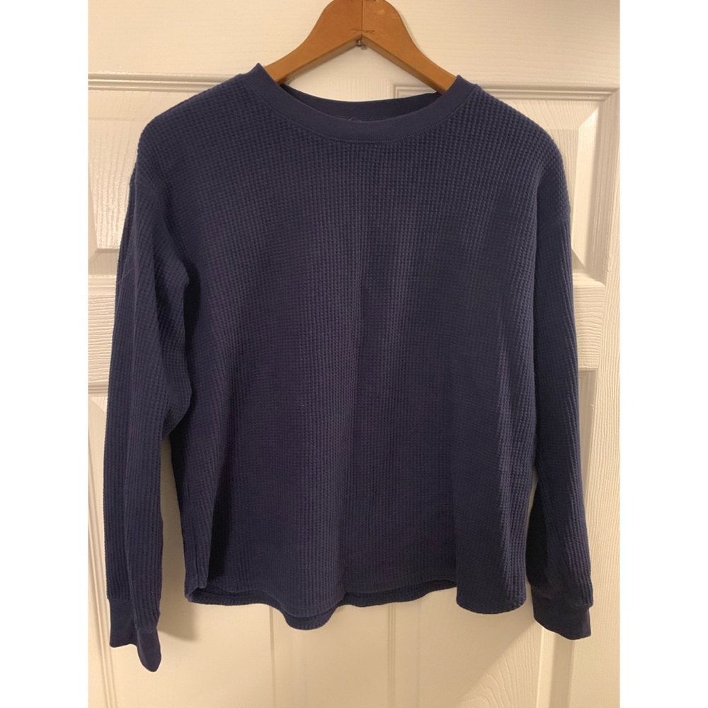 Uniqlo long sleeve waffle top in navy